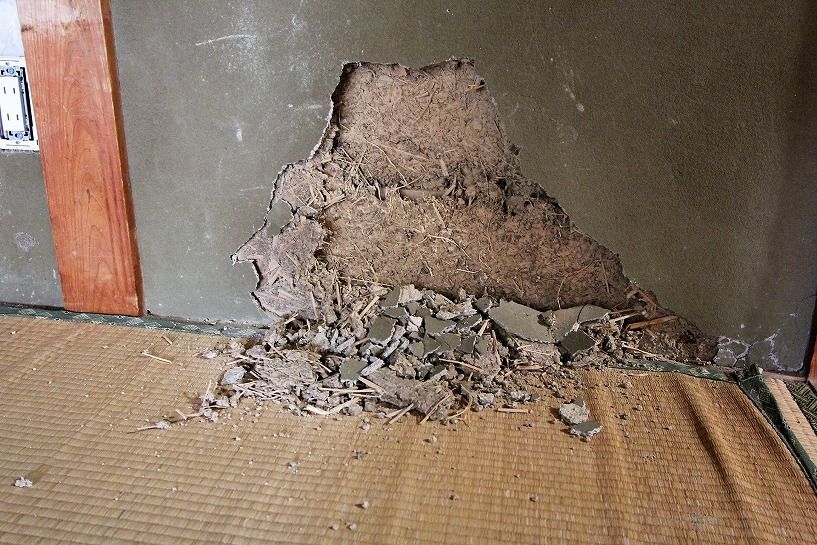 和歌山県御坊市湯川町富安平屋の壁の傷み