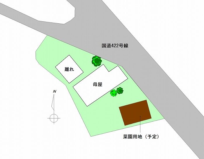 伊賀市諏訪リノベーション済み平屋古民家の敷地見取り図