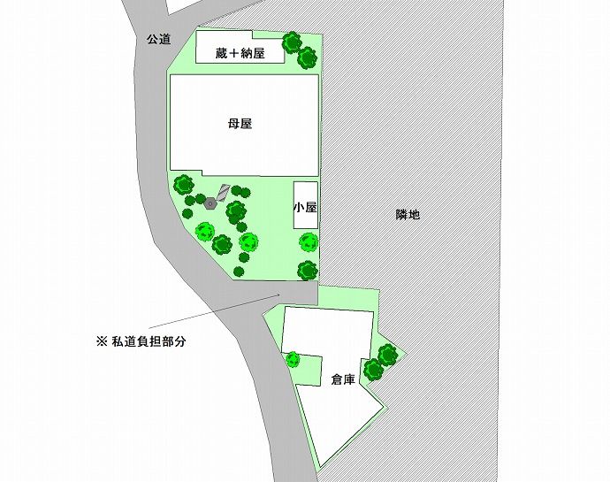 三重県伊賀市山神日本家屋の敷地見取り図